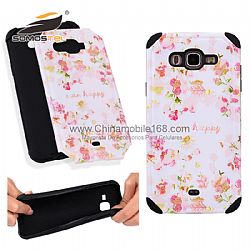 Hot Sale wholesale 2 in 1 Combo PC Silicone Painted Flower Painted Case Cover For Samsung