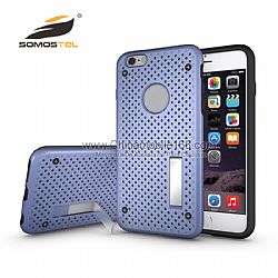 TPU+PC Heat Radiation Function Dual Armor silm Design Net Case  With stand For iphone 5s.6.6s