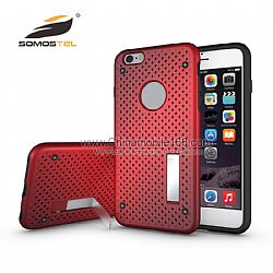 TPU+PC Heat Radiation Function Dual Armor silm Design Net Case  With stand For iphone 5s.6.6s