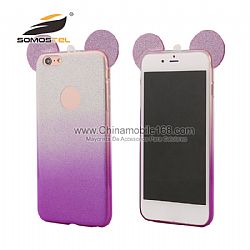 New product 2 in 1 3D Mouse Ear Soft TPU  Gradient color  phone case for iPhone 6