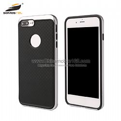 wholesale  2 in 1 TPU  plating With Grid texture phone Case for iPhone 7plus