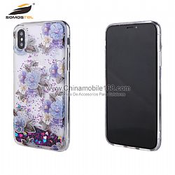 Newest laser +plating graphic TPU+PC liquid glitter floating protector case