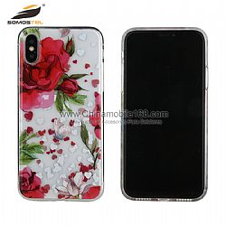 Laser graphic TPU+PC crystal clear protector case with glitter