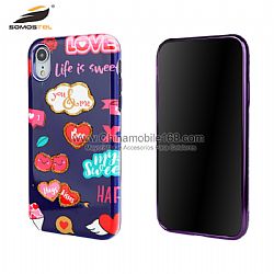 Phone stand plating TPU+full glossy PC decoration protector case with invisible holder