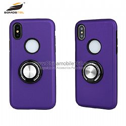 Single color leather oil phone case with unfoldable ring bracket
