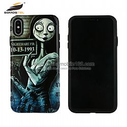 Hot sell bright embossed mobile back case with invisible stand holder