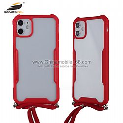 TPU+Acrylic Crystal Clear  Armor  Protector Case with Strap