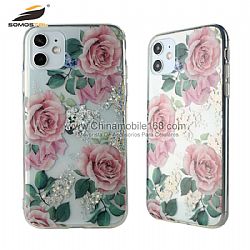 TPU+PC Hard Protector Case with Bling Glitter IMD Graphics for  iPhone11/12