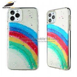 Epoxy Iridescent Graphic TPU+PC Clear Transparent Protector Case for iPhone11/11Pro/11ProMax