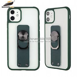 Matte clear finish TPU+PC tough  phone case with universal ring bracket