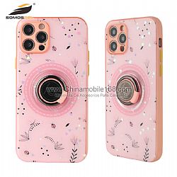 Eye protection fine hole glue TPU+PC phone case with ring stand