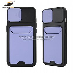 TPU+PC Slidable Camare Protection Cover Phone Case with Card Slot
