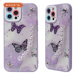Tong Yan 2 in 1 painting epoxy resin butterfly bead bracelet TPU+PC phone case