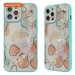 TongYan Two-in-one Painting Epoxy with Transparent Bears and Beads Bracelet TPU+PC Phone Case