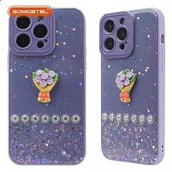 HuYan Two-in-one Epoxy Tridimensional Bouquet Decoration TPU+PC Phone Case