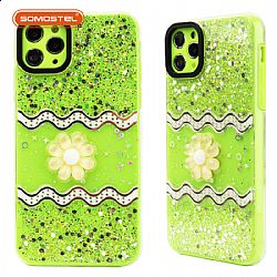 PC+Silicone two-in-one flower decorative design mobile phone case