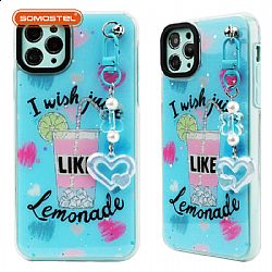PC+silicone 2 in 1 with heart design bracelets phone case