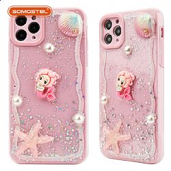 Wholesale PC+silicone 2 in 1 painting Epoxy with 3D decoration Shockproof mobile phone case