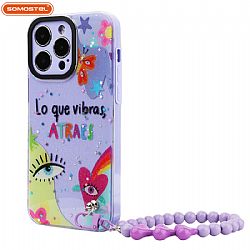PC+silicone 2 in 1 Epoxy painting heart design bracelets phone case