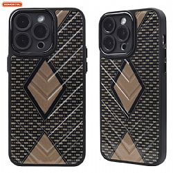 2 in 1 Precise hole with lozenge pattern design TPU+PC+PU Electroplated veneer phone case