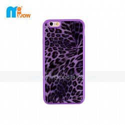 Caso de la piel de Apple iPhone 6 TPU de caucho de silicona Cubierta púrpura del leopardo