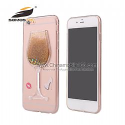 Dynamic Liquid Quicksand 3D Red Wine Glass with Stand Phone Case For iPhone 6