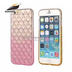 Crystal Lambskin Gradient TPU Case with Diamond grid Phone Case For iPhone 6 6s