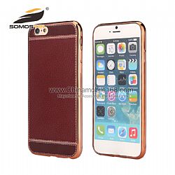 Luxury Electroplating Soft TPU Leather Pattern Back Cover Phone Cases For iPhone 6s