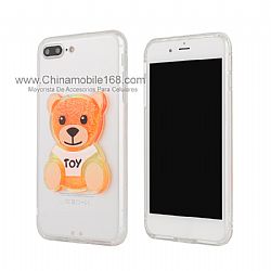 2 In 1 PC + TPU with  Quicksand Bear Border with Diamond Texture Phone Case for iPhone 7 plus