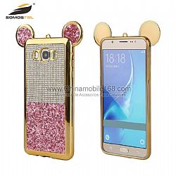 TPU Electroplating  Diamond Drawing Mouse phone Case for Samsung J7