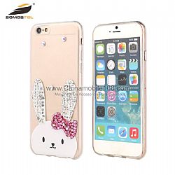 TPU Cute Cases With Plaster Drawings And Transparent Diamonds Case For iPhone 6