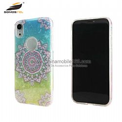 3 in 1 mobile case with relief drawing TPU and marble paper