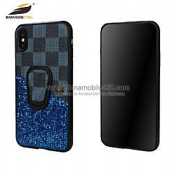 Business style glitter+leather skin TPU material with holder protector case