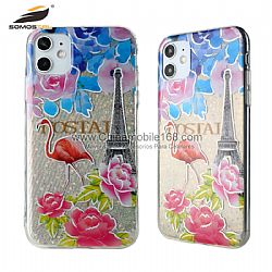 TPU+PC Hard Protector Case with Bling Glitter + Laser Electroplated IMD Graphics for iPhone12
