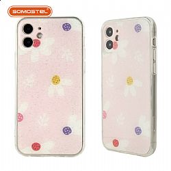 Double-sided flat IMD phone case with flower pattern