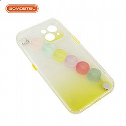 Gradient color 1.5mmTPU clear soft phone case with pretty braclet