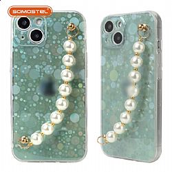 Double-Sided Flat IMD Laser Polka Dots Printing Phone Case with Bracelet