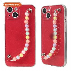 Double-Sided Flat IMD Monocolour Transparent TPU Phone Case with Bracelet
