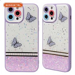 TongYan Two-in-one Epoxy Butterfly Decorations TPU+PC Phone Case