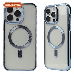 Electrochapado Transparente Big Hole Atracción magnética TPU Phone Case