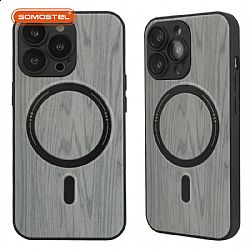 Copy Wood Pattern with Lens Protector Magnetic Attraction Painting TPU+PC Phone Case