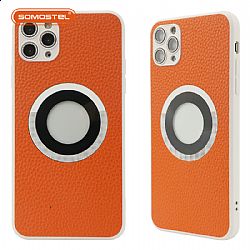 Magnetic Attraction with Shimmering Powder Lens Protector Affix Leather  TPU+PC Phone Case