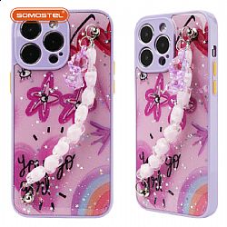 precise hole  2 in 1 Epoxy TPU+acrylic  with phone charm phone case
