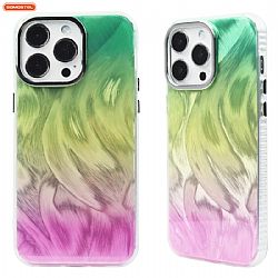 Big Hole 3 in 1 TPU Colourful Feather Pattern Double Sided IMD Phone Case