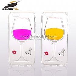 Unique Design Fluid Liquid Floating Flowing Red Lip Red Wine Glass cell phone case for iPhone 6s