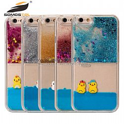 Quicksand Flowing Duck& Star Hard Crystal Transparent Phone Case for iPhone 6