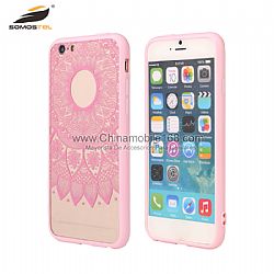 Wholesale Acrylics Patterned  painted  Inlaid pearls phone case for iPhone 6