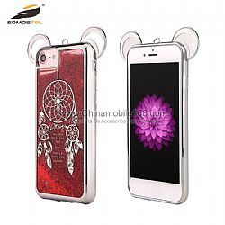 Electroplating With Mickey Ears Design Quicksand TPU Cover For IPhone 7 Liquid Phone Case