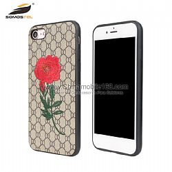Factory price TPU +PC 2 in 1 embroidery rose phone case for Iphone 6P/8S