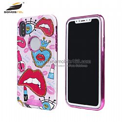 Good quality electroplating protector case with kiss design for Iphone X/LG Q6